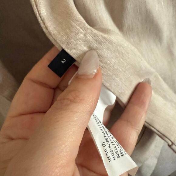 THEORY | Piazza Tan Linen Blend Double Breasted Blazer | Size 2 Summer Blazer - Picture 5 of 9